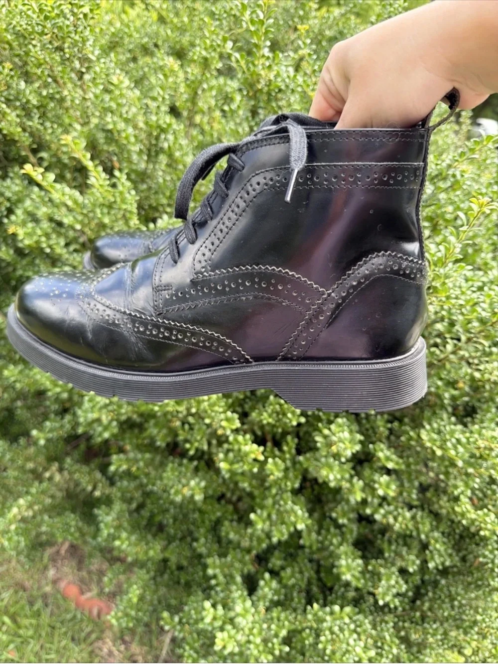 Kurt Geiger Halston Brogue Black Leather Wingtip Boots Men Size 9 / 42